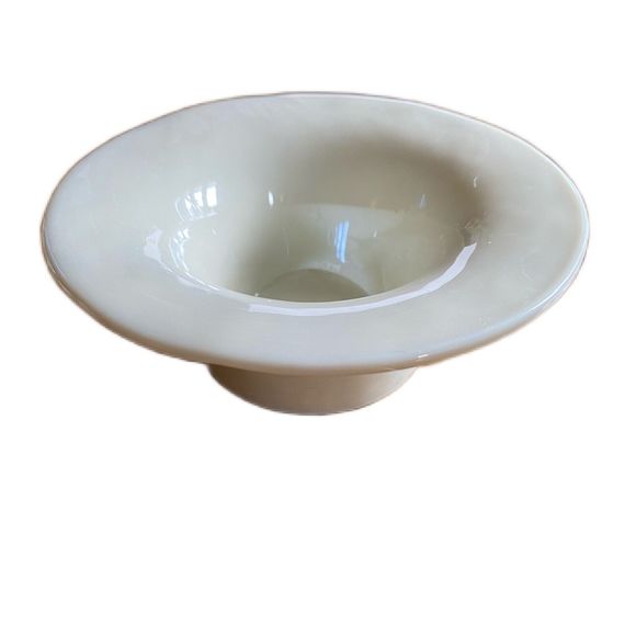 Crate & Barrel Murano Glass Cream Tealight Candle Holder Made In Italy NEW - Picture 1 of 6